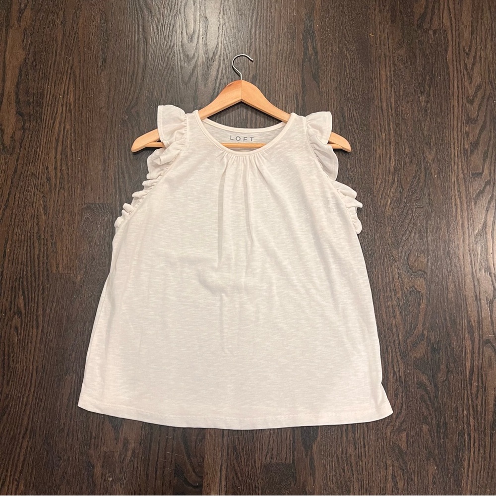 LOFT Women’s Cream Ruffle Sleeve Blouse